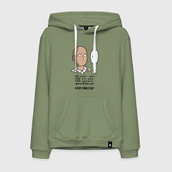 Толстовка-худи хлопковая мужская Список тренировки Сайтама One Punch-Man, цвет: авокадо