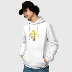 Толстовка-худи хлопковая мужская Жирафа с цветком, цвет: белый — фото 2