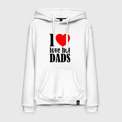 Толстовка-худи хлопковая мужская I LOVE HOT DADS, цвет: белый