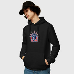 Толстовка-худи хлопковая мужская Нью Йорк Рейнджерс New York Rangers, цвет: черный — фото 2