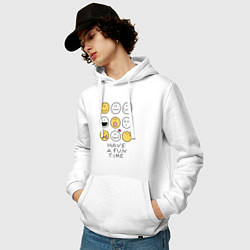 Толстовка-худи хлопковая мужская Have a fun time - emoji, цвет: белый — фото 2