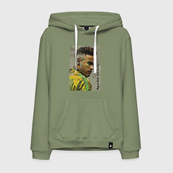 Толстовка-худи хлопковая мужская Neymar Junior - Brazil national team, цвет: авокадо