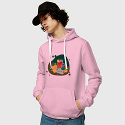 Толстовка-худи хлопковая мужская Иллюстрация с глинтвейном, цвет: светло-розовый — фото 2