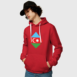 Толстовка-худи хлопковая мужская Flag Azerbaijan, цвет: красный — фото 2
