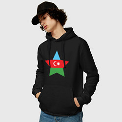 Толстовка-худи хлопковая мужская Azerbaijan Star, цвет: черный — фото 2