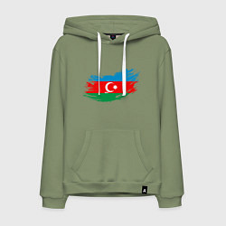 Толстовка-худи хлопковая мужская Флаг - Азербайджан, цвет: авокадо