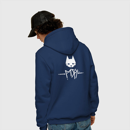 Мужская толстовка-худи Stray: Мяу / Тёмно-синий – фото 4