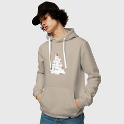 Толстовка-худи хлопковая мужская КОТОЁЛКА новый год, цвет: миндальный — фото 2