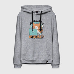 Толстовка-худи хлопковая мужская Где же мышка Программист поймет, цвет: меланж