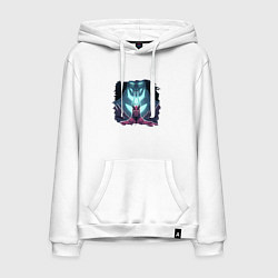 Толстовка-худи хлопковая мужская Террорблэйд арт, цвет: белый