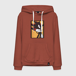 Толстовка-худи хлопковая мужская Ёж Шэдоу 006, цвет: кирпичный