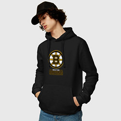 Толстовка-худи хлопковая мужская Boston Bruins , Бостон Брюинз, цвет: черный — фото 2