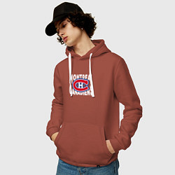 Толстовка-худи хлопковая мужская Монреаль Канадиенс, Montreal Canadiens, цвет: кирпичный — фото 2