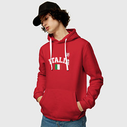 Толстовка-худи хлопковая мужская Футбол Италия, цвет: красный — фото 2