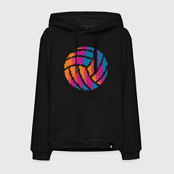 Толстовка-худи хлопковая мужская Ball Volleyball, цвет: черный