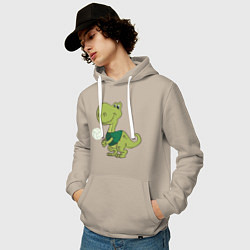 Толстовка-худи хлопковая мужская Volleyball Dinosaur, цвет: миндальный — фото 2
