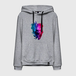 Толстовка-худи хлопковая мужская Танджиро Камадо в ярости Клинок рассекающий демоно, цвет: меланж