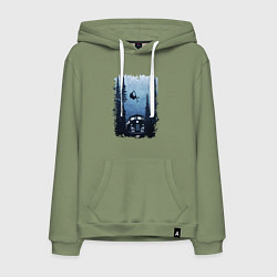 Толстовка-худи хлопковая мужская Через Поезд, цвет: авокадо