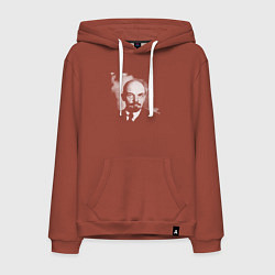 Толстовка-худи хлопковая мужская Владимир Ленин, цвет: кирпичный