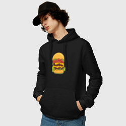 Толстовка-худи хлопковая мужская Самый вкусный гамбургер, цвет: черный — фото 2