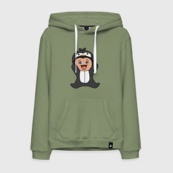 Толстовка-худи хлопковая мужская Фил пингвин Обещанный Неверленд, цвет: авокадо