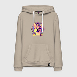 Мужская толстовка-худи Коллаж с Корги Психоделика