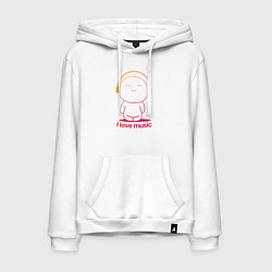 Мужская толстовка-худи I love music цветная