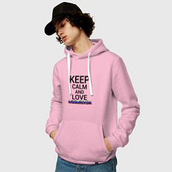 Толстовка-худи хлопковая мужская Keep calm Ussuriysk Уссурийск, цвет: светло-розовый — фото 2