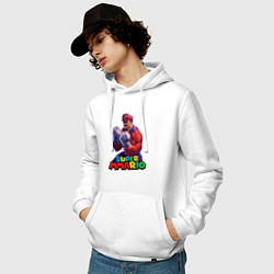 Толстовка-худи хлопковая мужская Супер Ммарио Супер Марио ММА, цвет: белый — фото 2