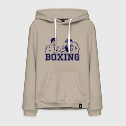 Толстовка-худи хлопковая мужская Бокс Boxing is cool, цвет: миндальный