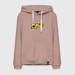 Толстовка-худи хлопковая мужская Утиная моська duck face, цвет: пыльно-розовый