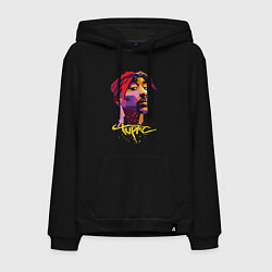 Толстовка-худи хлопковая мужская Tupac Color, цвет: черный