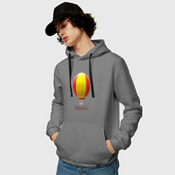 Толстовка-худи хлопковая мужская 3d aerostat Spanish flag, цвет: серый — фото 2
