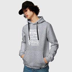 Толстовка-худи хлопковая мужская Чжун Ли Цитата OSMANTHUS WINE Genshin Impact, цвет: меланж — фото 2