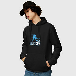 Толстовка-худи хлопковая мужская Хоккей Силуэт спортсмена, цвет: черный — фото 2