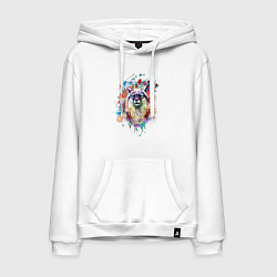 Толстовка-худи хлопковая мужская Lynx - рысь, цвет: белый