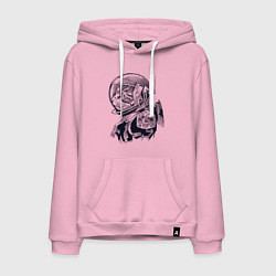 Толстовка-худи хлопковая мужская Котик - Космонавт, цвет: светло-розовый