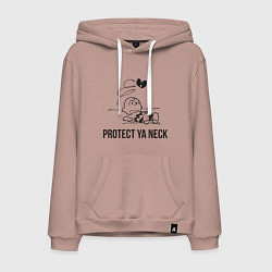 Толстовка-худи хлопковая мужская WU Protect Ya Neck, цвет: пыльно-розовый