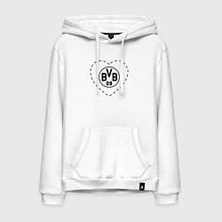 Толстовка-худи хлопковая мужская Лого Borussia в сердечке, цвет: белый