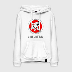 Толстовка-худи хлопковая мужская Jiu Jitsu: since 16 century, цвет: белый