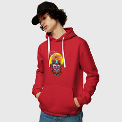 Толстовка-худи хлопковая мужская Драгоценный череп, цвет: красный — фото 2