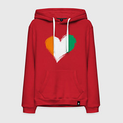 Толстовка-худи хлопковая мужская Сердце - Ирландия, цвет: красный