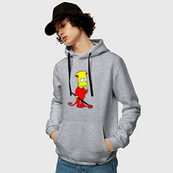 Толстовка-худи хлопковая мужская Bart Simpson - devil, цвет: меланж — фото 2