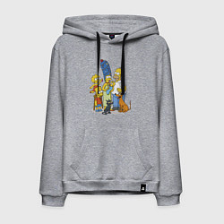Толстовка-худи хлопковая мужская Семейка Симпсонов встречает Новый Год!, цвет: меланж