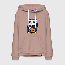 Толстовка-худи хлопковая мужская Cat Halloween, цвет: пыльно-розовый