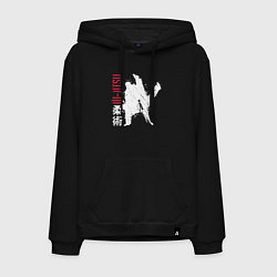 Толстовка-худи хлопковая мужская Jiu-jitsu splashes logo, цвет: черный