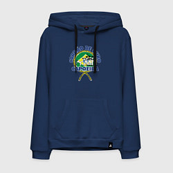 Толстовка-худи хлопковая мужская Cordao de ouro Capoeira flag of Brazil, цвет: тёмно-синий
