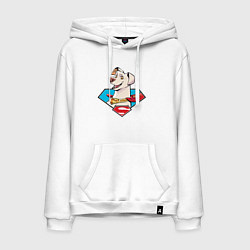 Толстовка-худи хлопковая мужская Пес Супермена Крипто DC Лига Суперпитомцы, цвет: белый