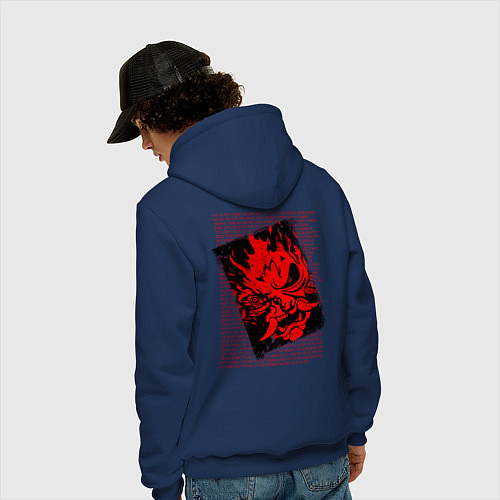 Мужская толстовка-худи Samurai 2077 - Демон Они / Тёмно-синий – фото 4