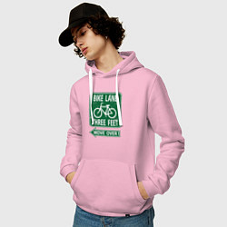 Толстовка-худи хлопковая мужская Велосипедная дорожка - подвинься, цвет: светло-розовый — фото 2